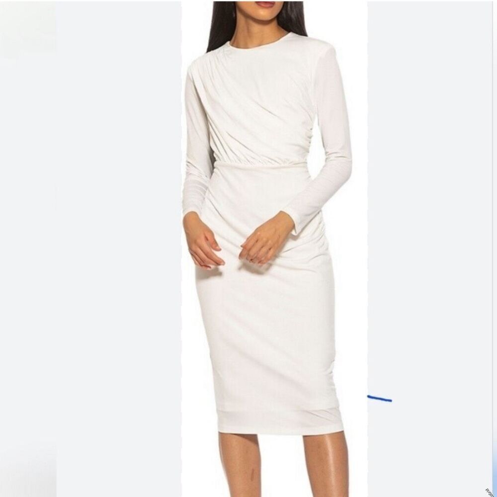 Alexia Admor Nicolette Draped Bodice Event Dress Off White Medium